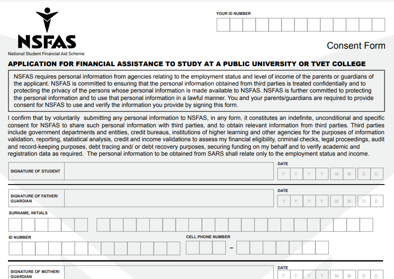 NSFAS Consent Form 2024 (Download PDF) ApplicationSA