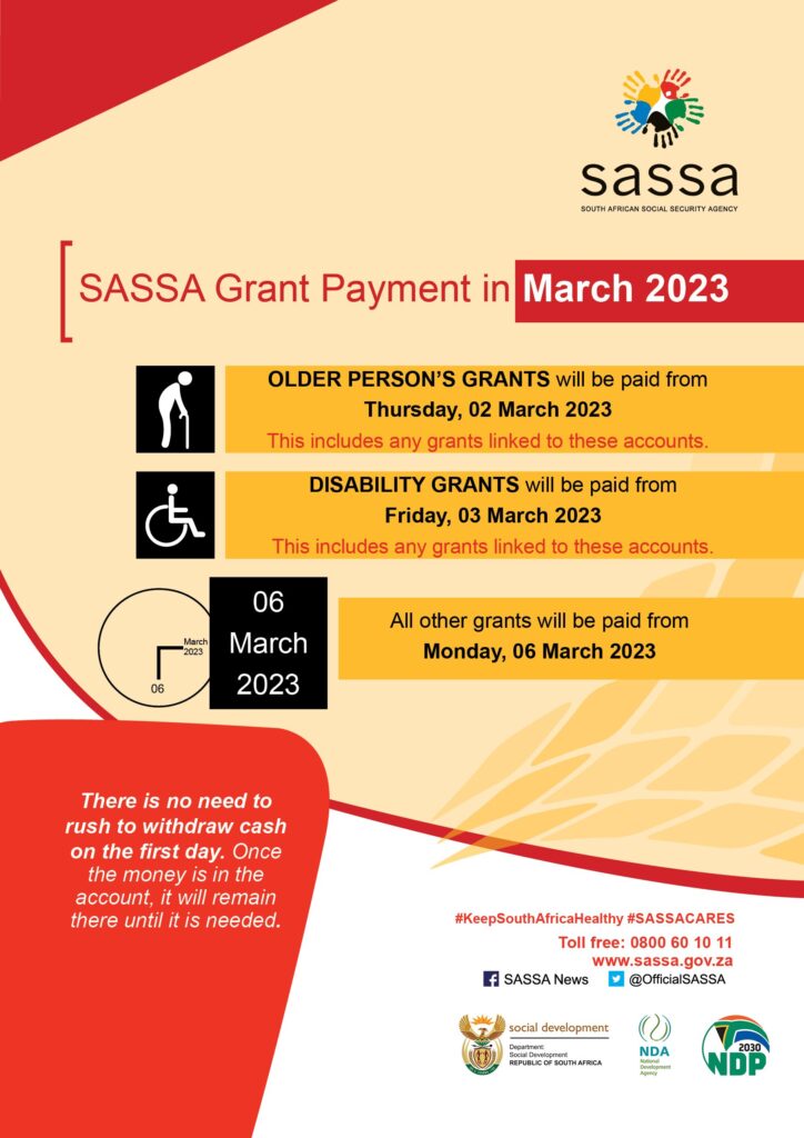 SASSA payment dates for March 2023